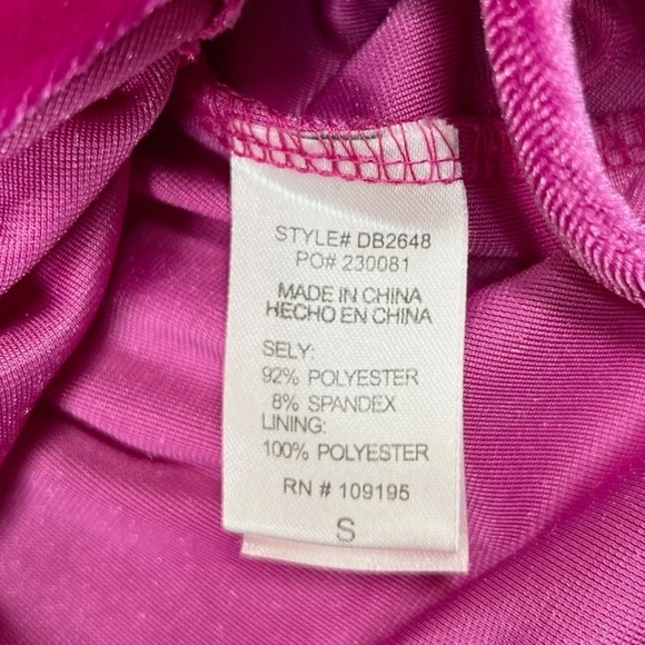 LOVE J Pink Spaghetti Strap Cinched Velour Mini Dress Party Festive Size Small - Picture 9 of 12